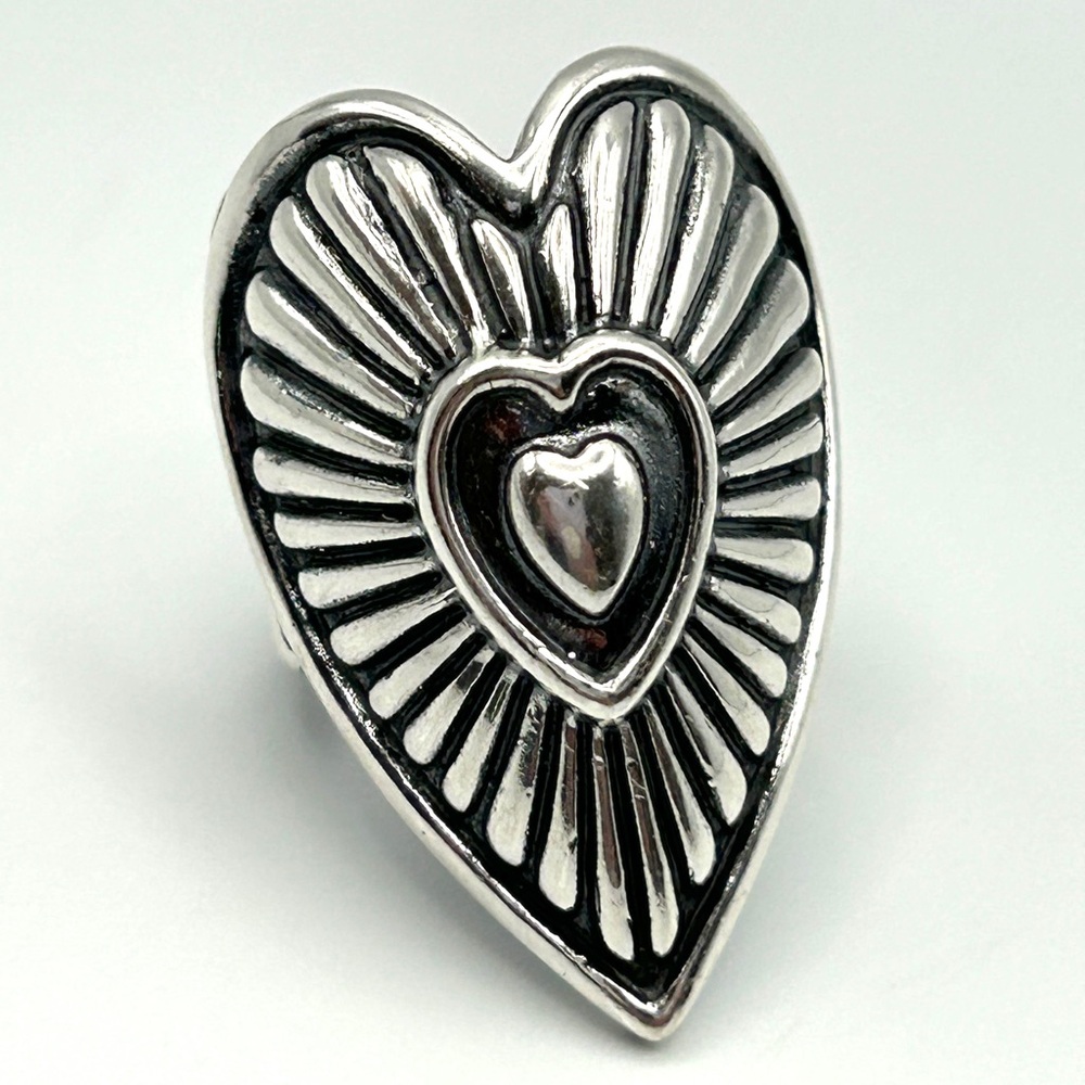 Signed Carolyn Pollack 925 Sterling Silver Heart Statement Ring EUC 15g Size 5 - Picture 5 of 15